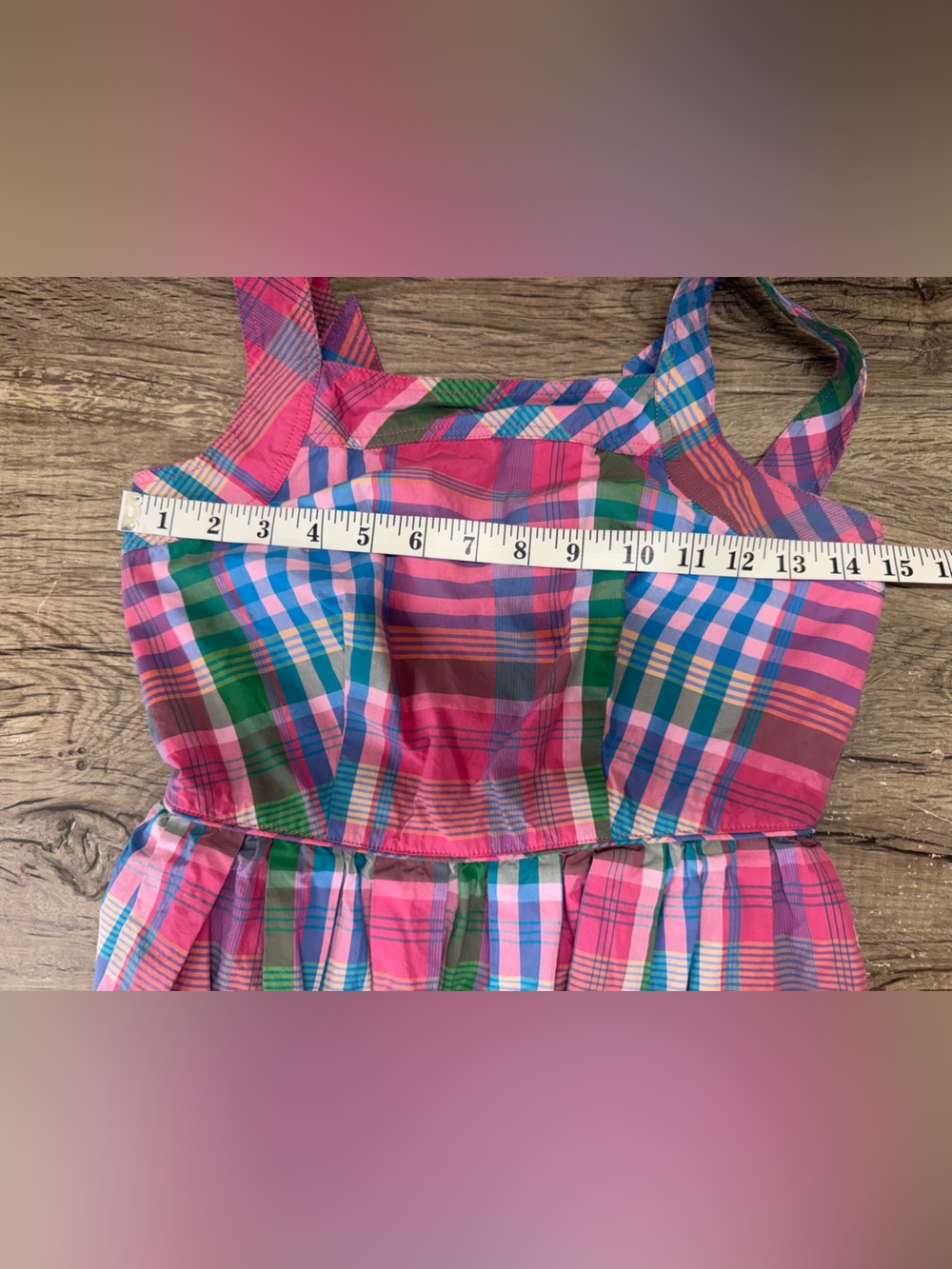 J. Crew cotton poplin apron dress in Magenta Plaid size 00 - Picture 4 of 6